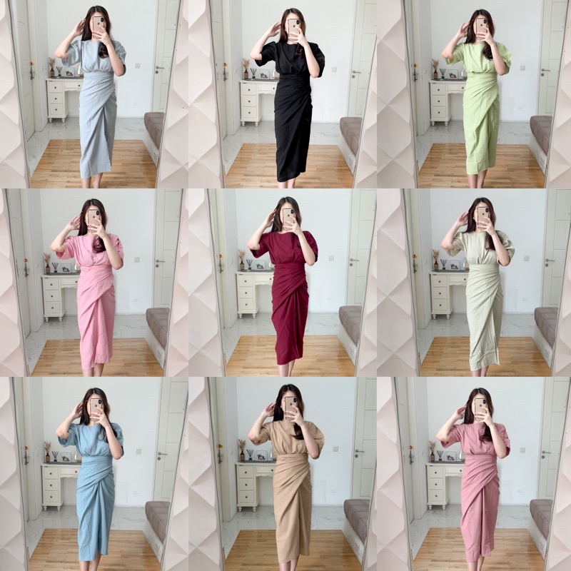 Bryna Set - [READY STOCK] - Setelan Wanita / Wrap Skirt / Wrap Dress / Wrap Set / Pakaian Wanita / S