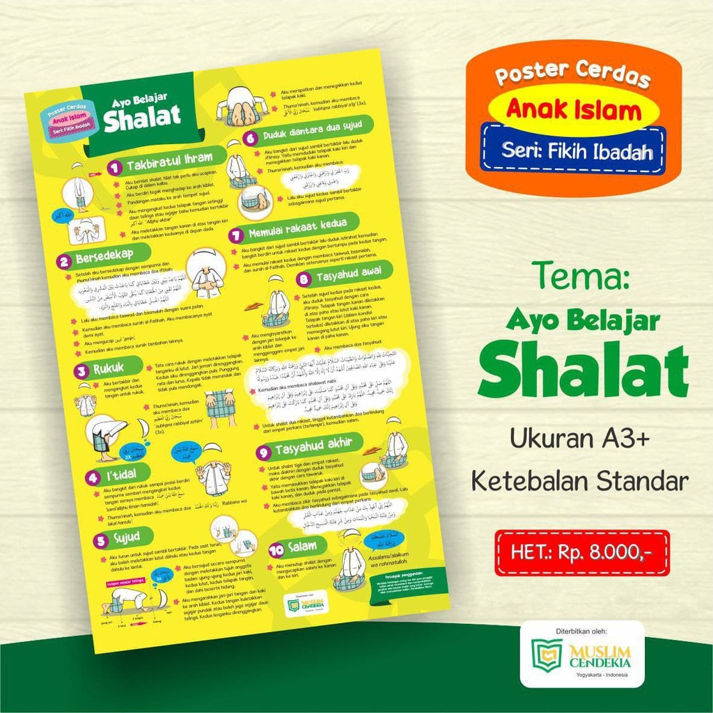 Poster Edukasi Anak Islam TEMA Ayo Belajar Sholat