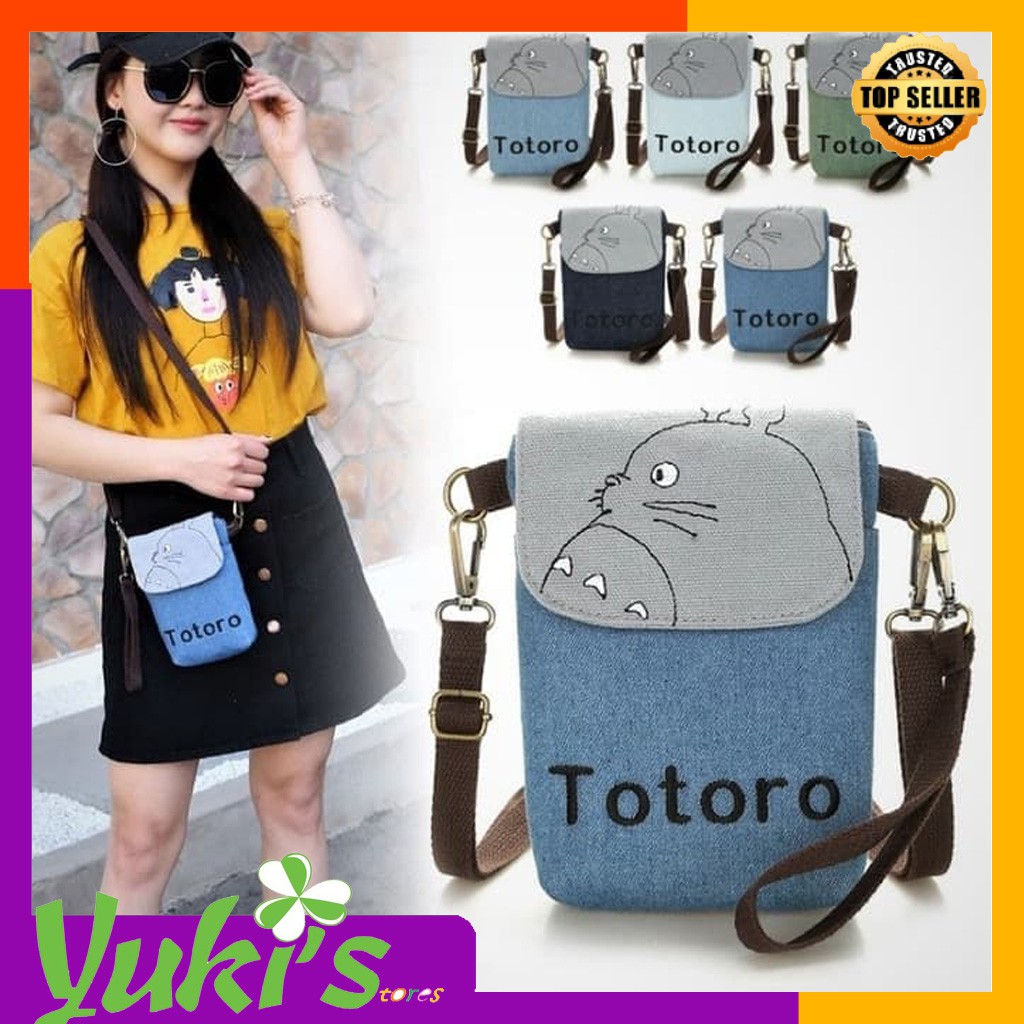 Totoro Jean Cross Bags / Tas Selempang / Cross Body Sling Bags - grey blue