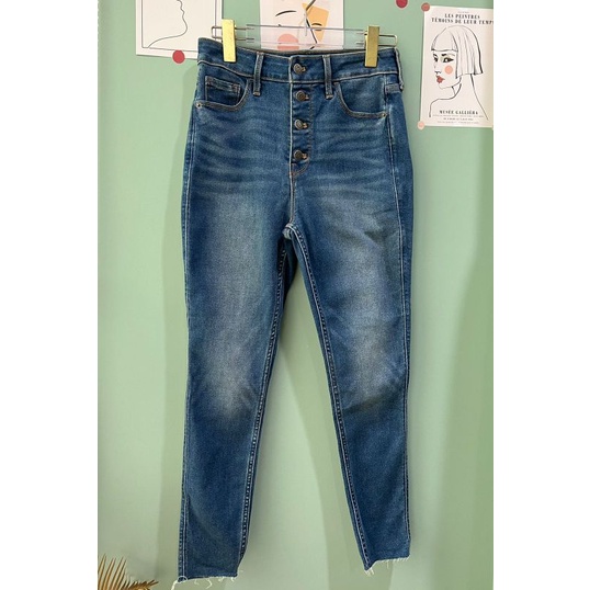 Old denim button skinny jeans