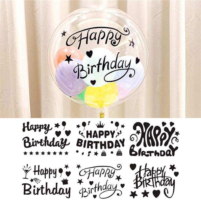 Stiker Balon Desain Happy Birthday Untuk Dekorasi Pesta