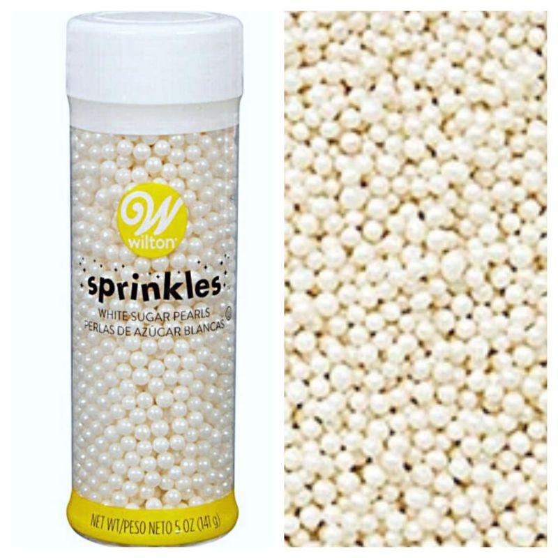 Wilton white pearl sprinkle hiasan kue mutiara putih bisa dimakan cake white sprinkle cake topper