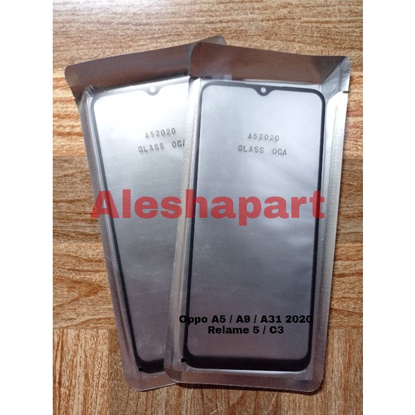 Kaca LCD / Glass Plus Lem Oca OPPO A5 /A9 /A31 2020 / REALME 5 / C3