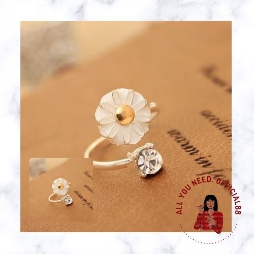 ✿AYN✿ Cincin Bunga FA56 Cute Silver Sun Flower Ring Beautiful