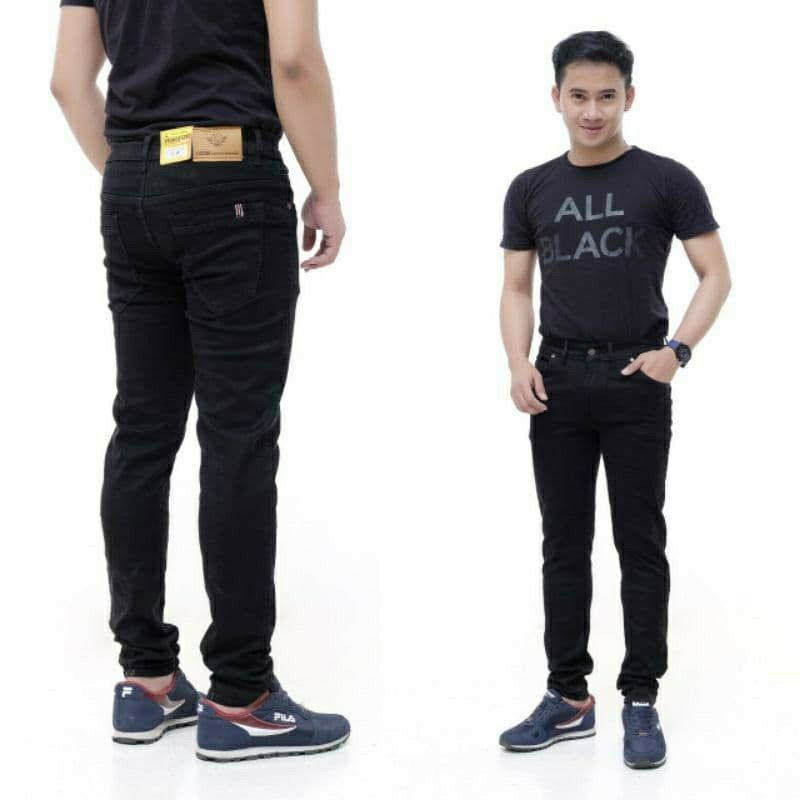 CELANA JEANS HITAM PEKAT SLIM FIT PENSIL PRIA CELANA JEANS PRIA