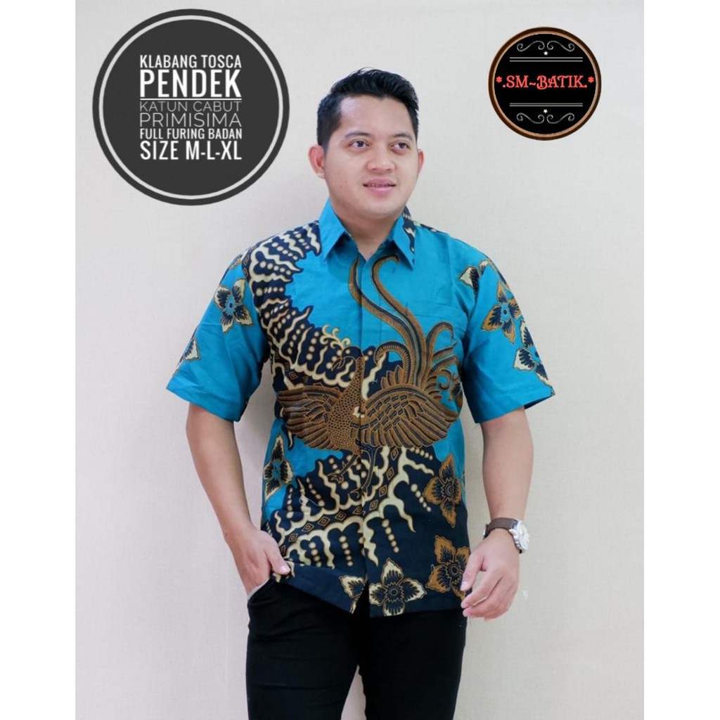 Kemeja Baju Batik Pria Lengan Pendek PREMIUM Modern LAPIS FURING KLABANG TOSCA SM BATIK