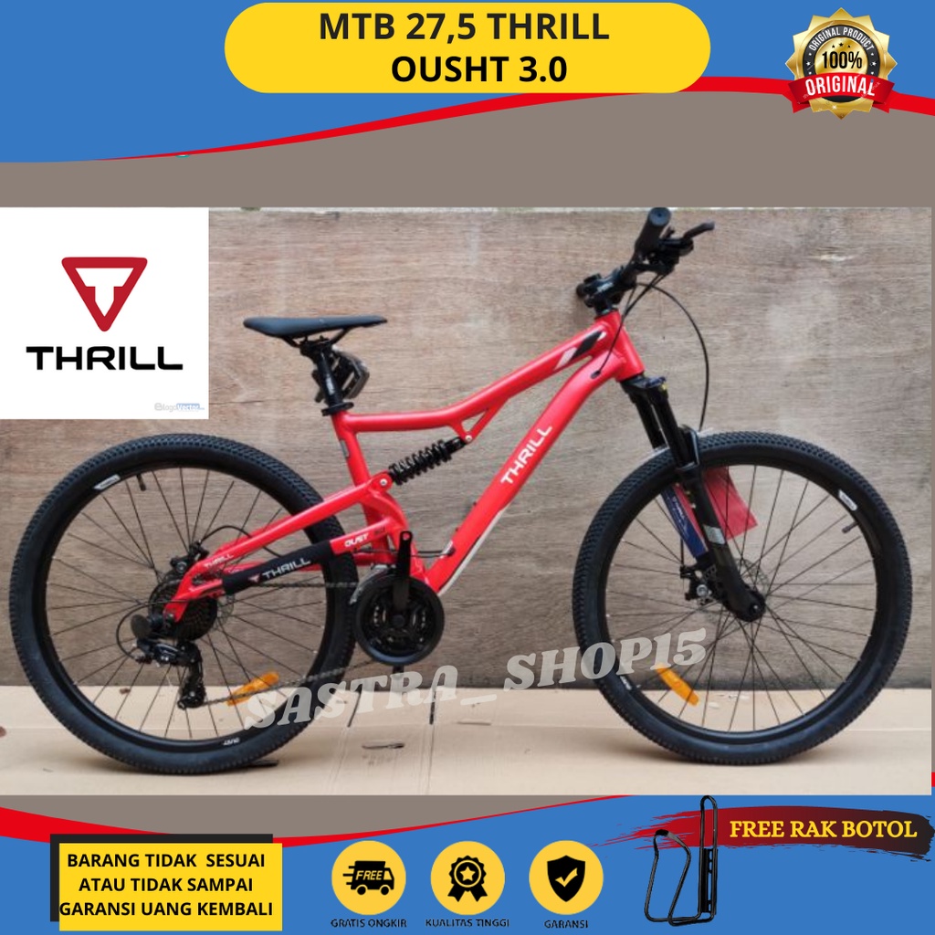 PROMO !!! Sepeda Gunung MTB 27.5 Inch Thrill Oust 3.0 New Alloy 3x7 Speed Full Suspensi