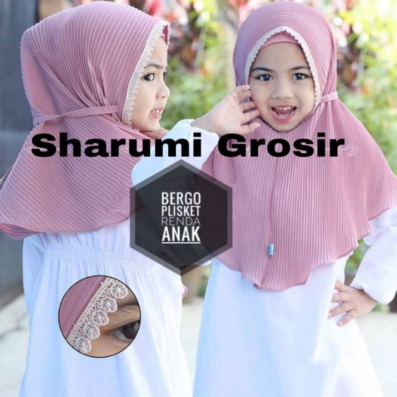 Jilbab bergo plisket Renda anak usia 3-10 tahun / hijab anak perempuan terbaru