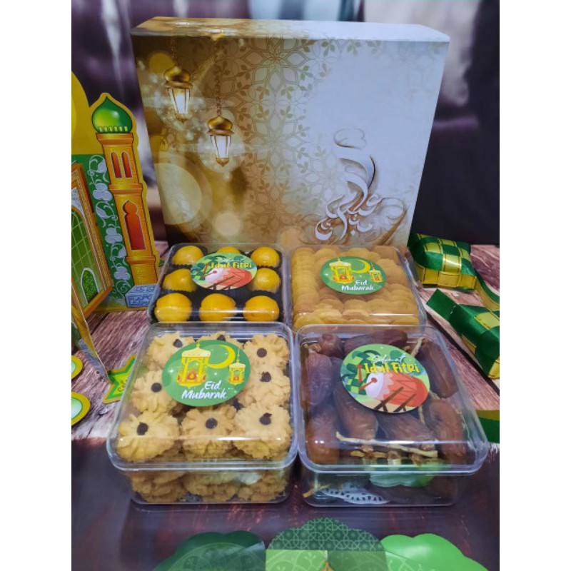 

Kue lebaran 4 in 1 (Nastar, lidah kucing, butter cookies dahlia, kurma)