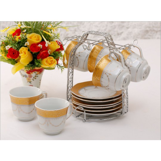 VICENZA Cups Saucers 13Pcs C78-1 / Cangkir Set Vicenza Padi CA78-1