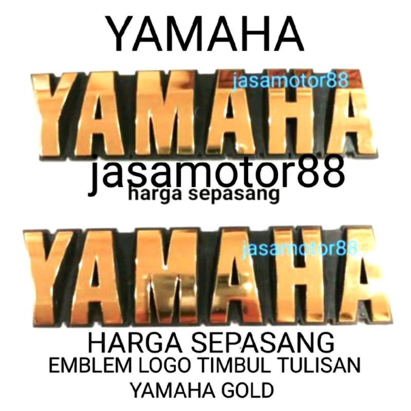 EMBLEM LOGO TANGKI TULISAN YAMAHA RX KING WARNA GOLD MODEL TIMBUL