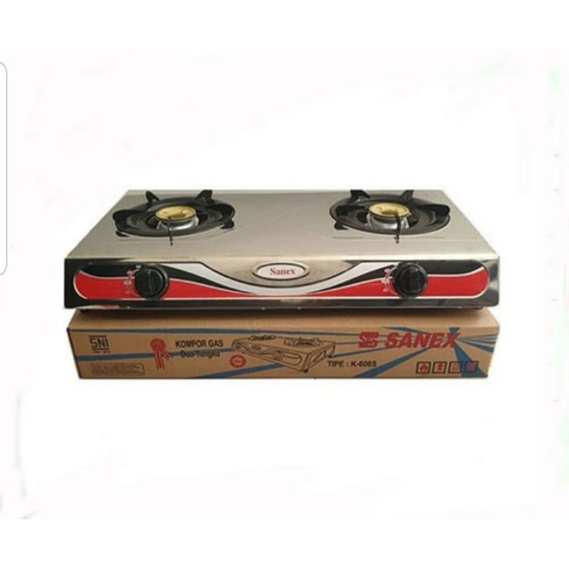 Sanex K-608S Kompor Gas 2 tungku Stainles pilih + paket selang