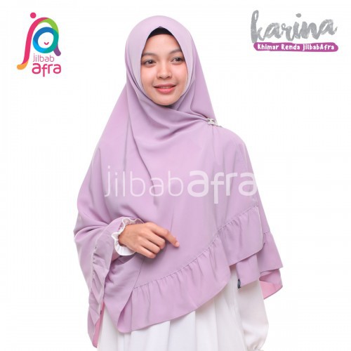 Kerudung Hijab/Jilbab KARINA Khimar renda Instan (jilbabAfra) - Dusty Purple