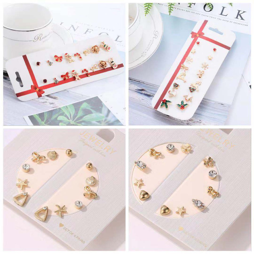 COD Set Anting Gaya Korea untuk Hadiah Natal/Desain Manusia salju Natal/Fashion Import Murah Antin