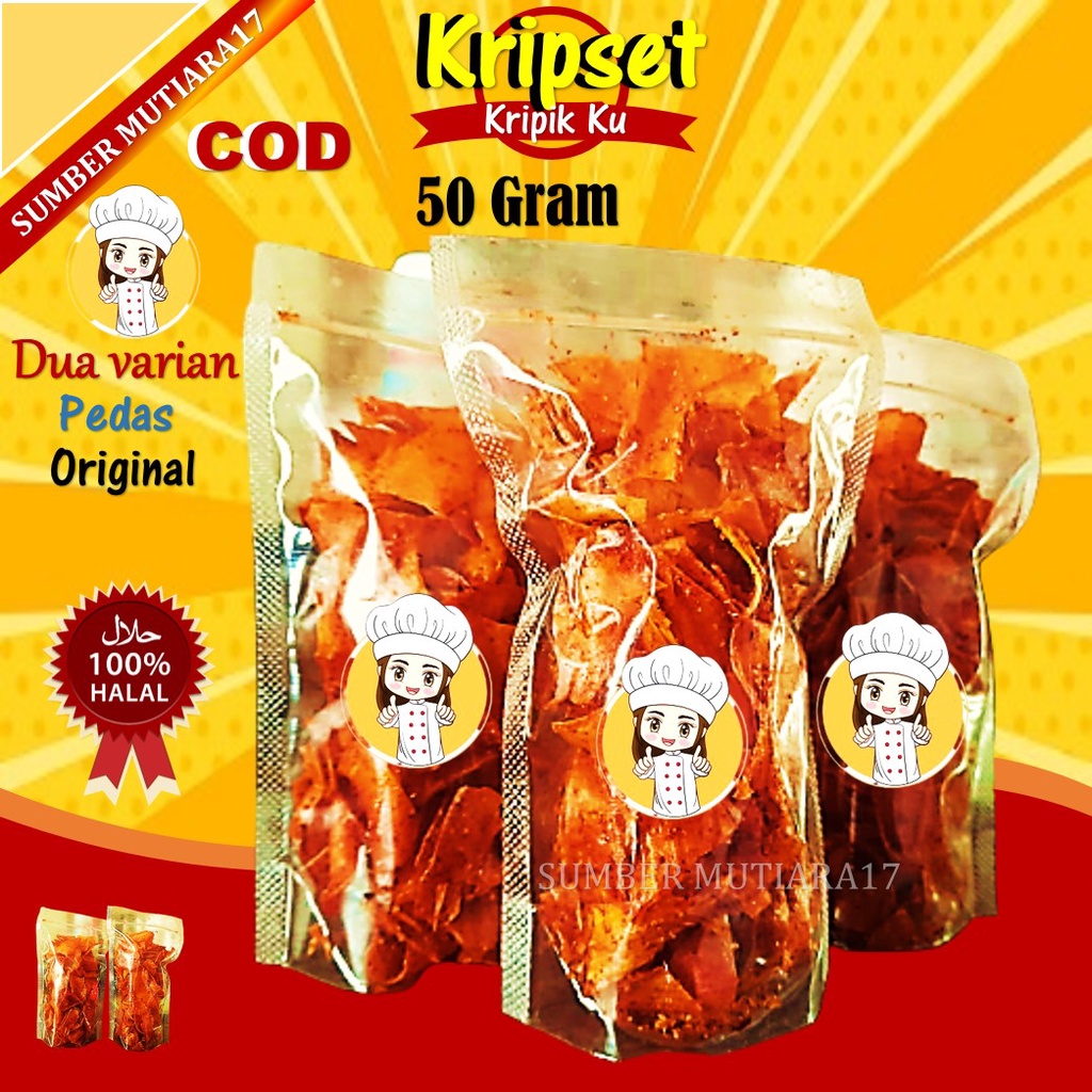 Jual Keripik Kripset Singkong Jajanan Pedas Sukabumi 50 Gram Cemilan