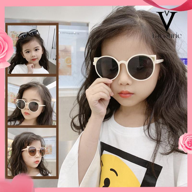 [COD]Anak-anak Lucu Bentuk Gadis Fashion Bingkai Bulat Kacamata Perlindungan UV-FA