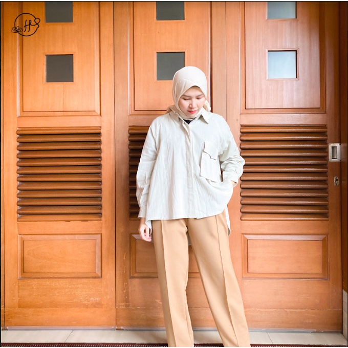 SADIE OVERSIZED SHIRT / KEMEJA LINEN CRINKLE PREMIUM