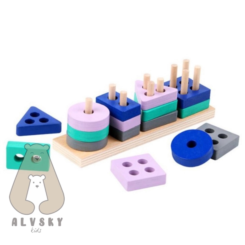 MAINAN EDUKASI GEOMETRI SUSUN BENTUK / SORTING BLOCK SHAPES GAMES GEOMETRIC