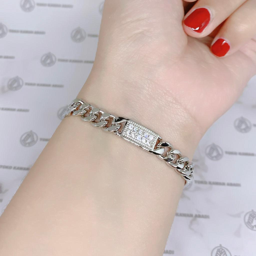 Xuping Silver Gelang Tangan Wanita Model Rantai Permata Double *73