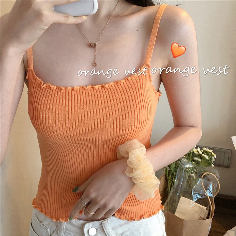 Korean Knit Tank Top Wanita Rajut Polos C049-4