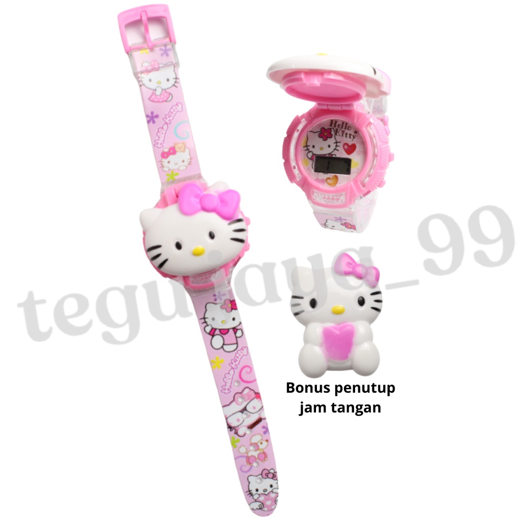 JAM TANGAN FASHION ANAK PEREMPUAN LAMPU MUSIK 2 IN 1 KARAKTER KARTUN TE1043