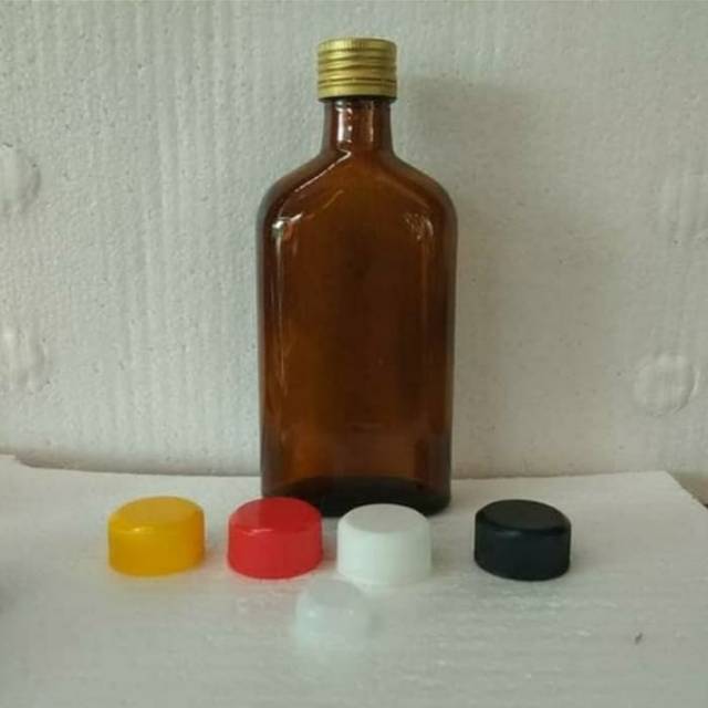 Botol Kaca Gepeng Coklat 250ml