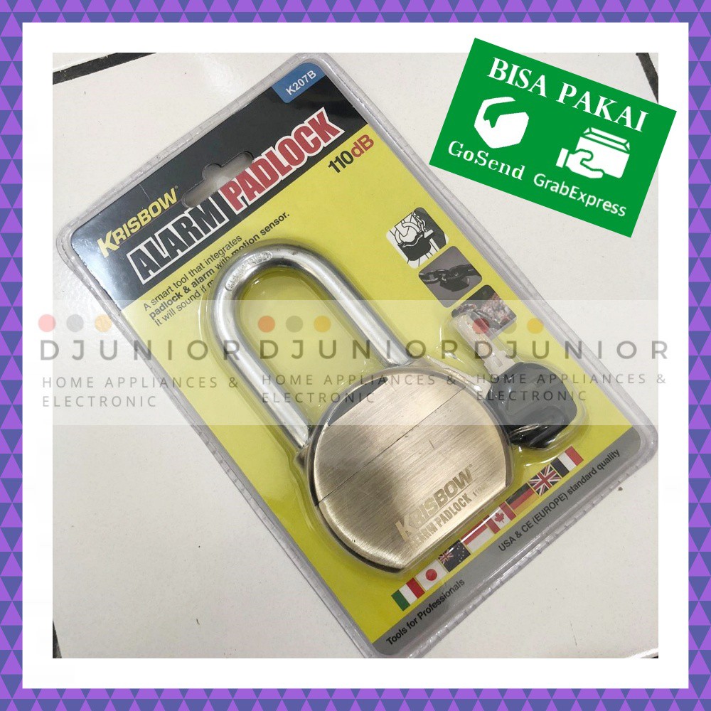 ACE KRISBOW - GEMBOK DENGAN ALARM K207B / ALARM PADLOCK / GEMBOK KIOS RUKO TOKO WARUNG PAGAR RUMAH PINTU