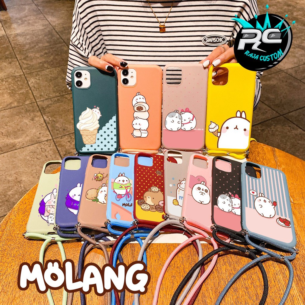 Softcase Slingcase Tali Lanyard Candy MOLANG Oppo F1s A59 A33 A53 A5 A9 2020 A31 A8 A81 A15 RJ3734