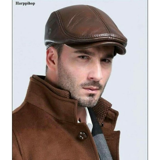 TOPI KULIT PRIA MODEL PET ASLI KULIT DOMBA