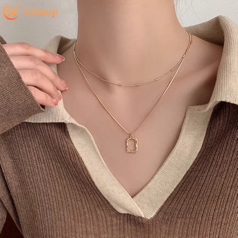 Simple Gold Necklace Korean Style Double Chain Accessories Women Fashion Jewelry