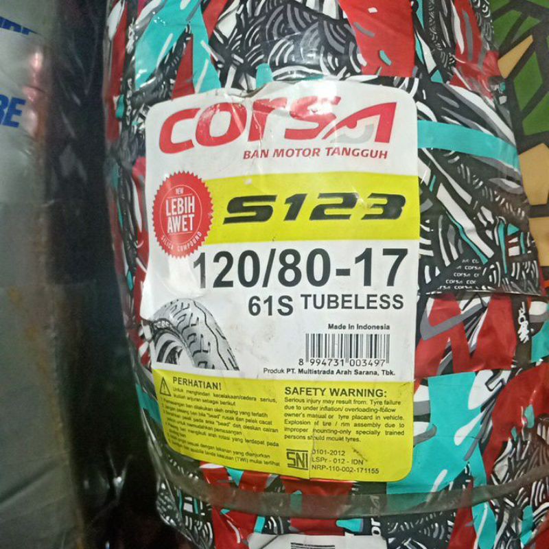 Ban Motor 17 Corsa 120/80-17 S 123 Tubeless