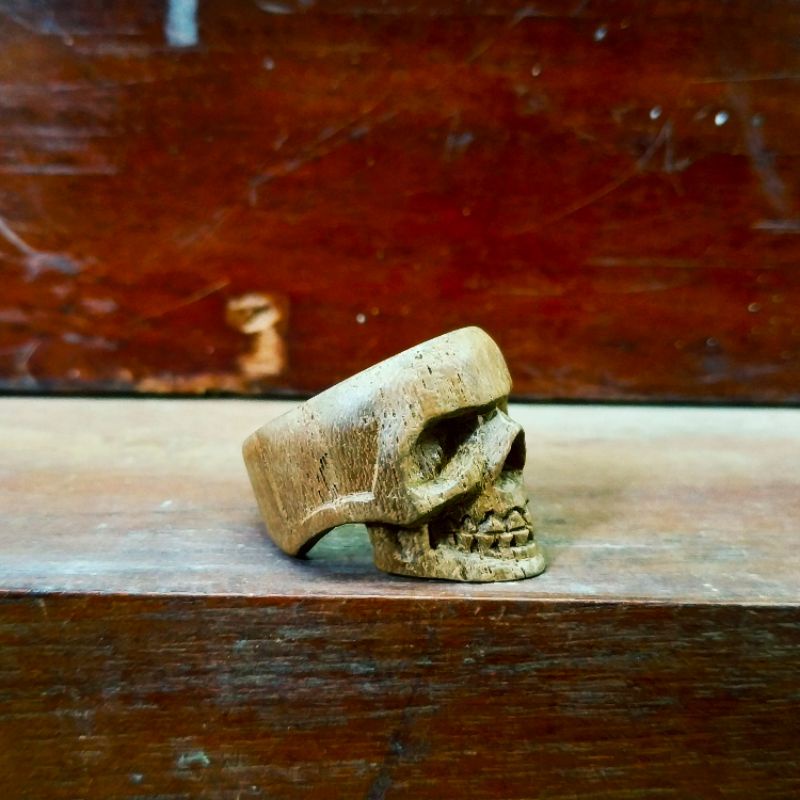 Ring Skull Cincin Kayu Ukir Skull Ring