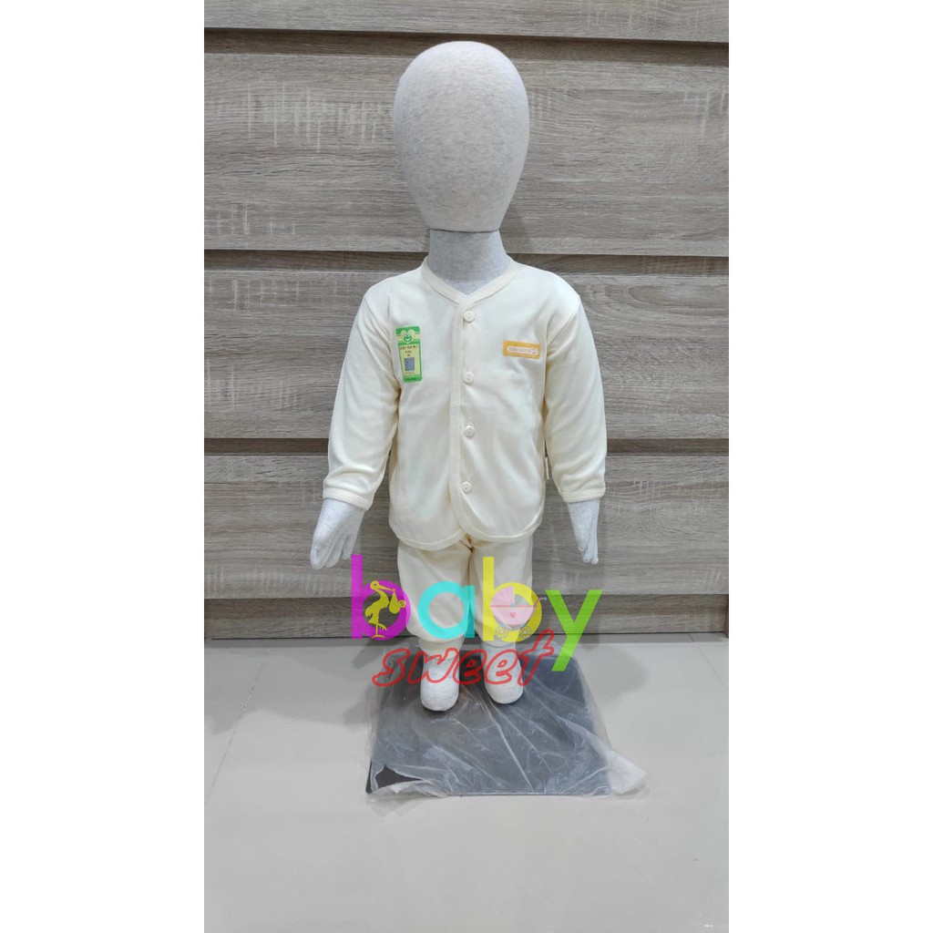 BABY KERMIT – Setelan Baju Panjang Bayi Polos (Kancing Depan) S,M,L