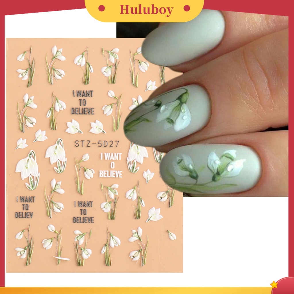 Huluboy Huluboy♡ Stiker Kuku 5D Efek Kertas Tiga Dimensi Desain Tulip Untuk Salon