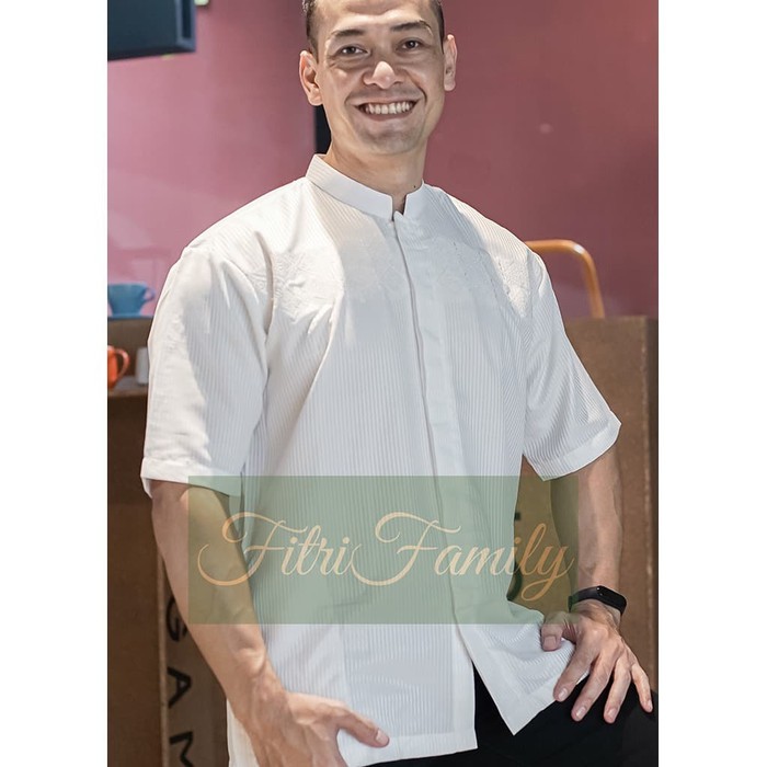 BAJU KOKO AL FITRI PUTIH SEMI SUTRA