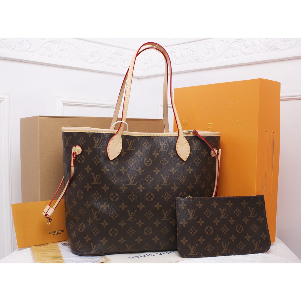 Tas LV Neverfull MM Canvas Pouch MONOGRAM CLASSIC