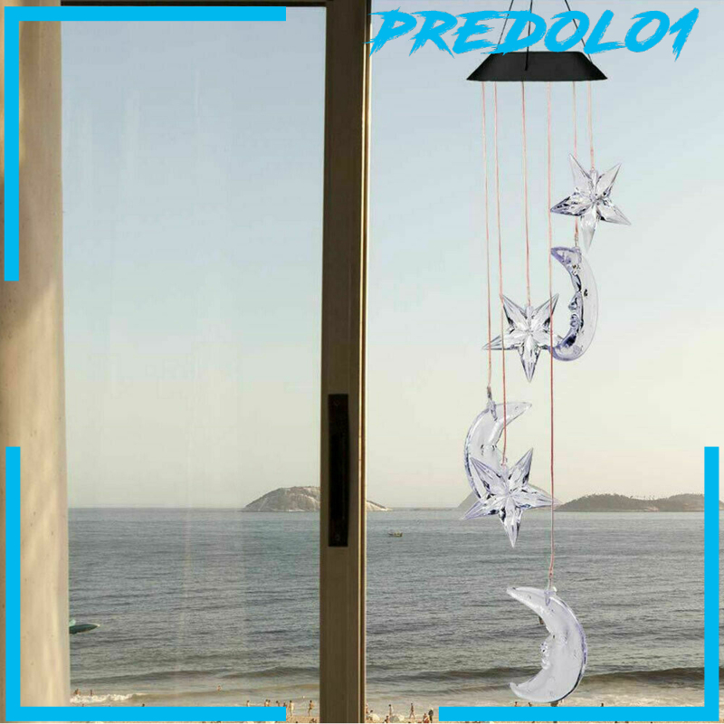 (Predolo1) Wind Chimes / Genta Angin Tenaga Surya Berubah Warna Untuk Taman / Outdoor