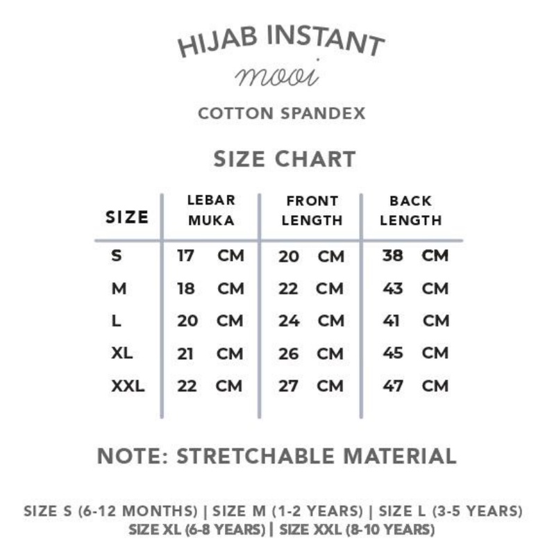 Mooi Hijab Instant Anak Jilbab Anak Perempuan Instant Hijab (Size S-XXL) Raya Collection CBKS