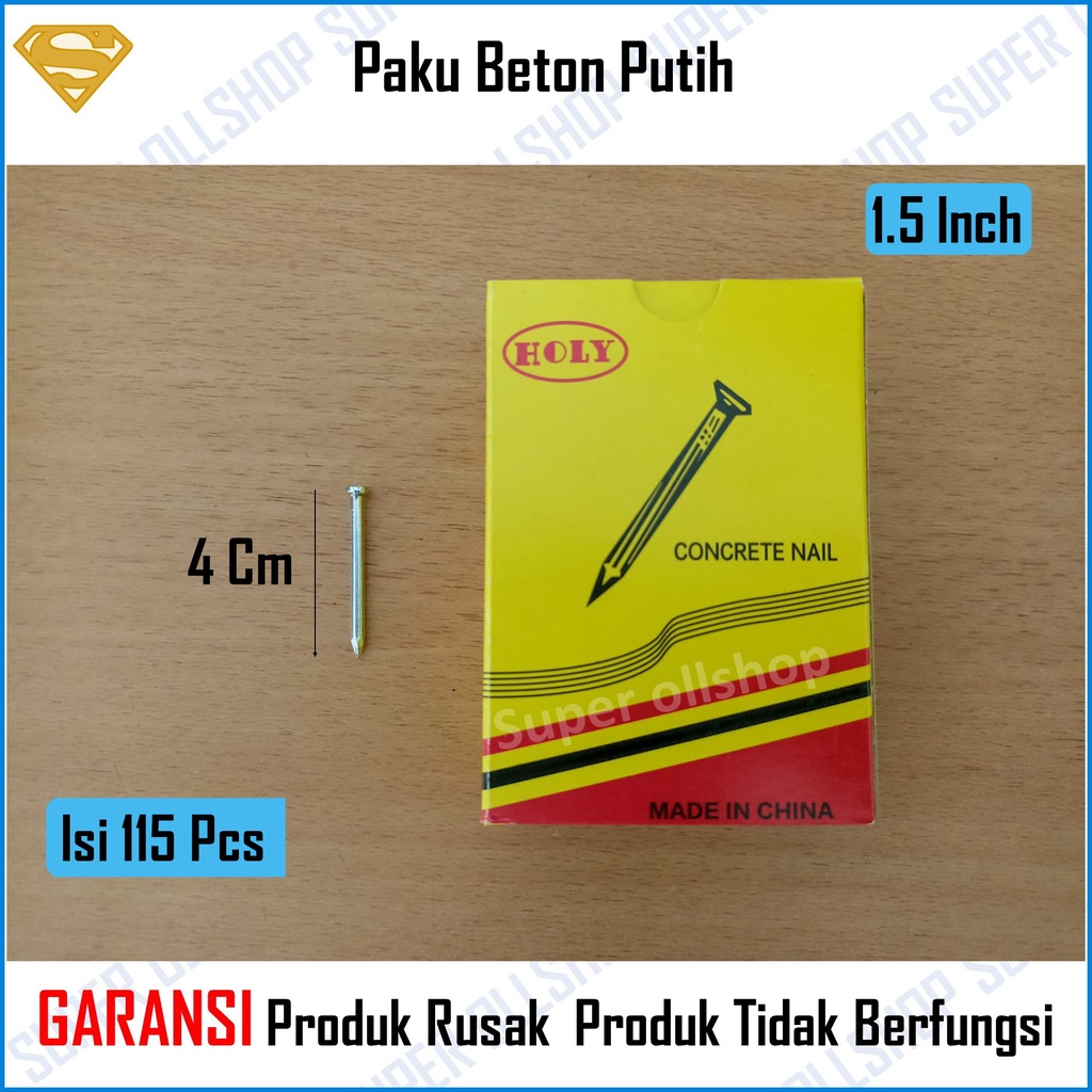 Paku Beton Cor Concrete Nail Putih 1.25 Inch 1.5 Inch 2 Inch 2.5 Inch 3 Inch 4 Inch 5 Inch 4 Cm 5 Cm 6 Cm 7 Cm