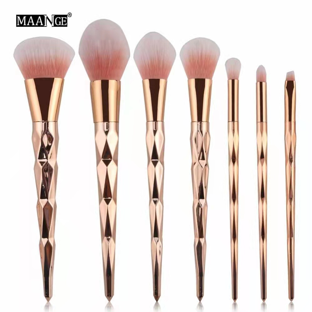 pink mall-Kuas set make up set 7pcs kosmetic Brush Powder Eye Shadow Foundation Blusher Blending Beauty