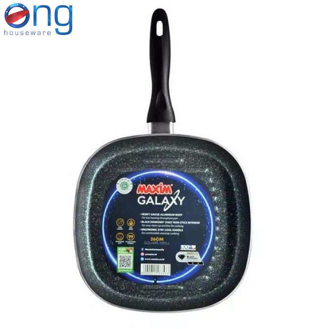 MAXIM GALAXY SQUARE GRILL TEFLON CERAMIC PEMANGGANG 26CM  Frypan Panggangan Penggorengan Square Grill Teflon 26 cm Maxim Galaxy GAL26GRILL GAL 26 GRILL