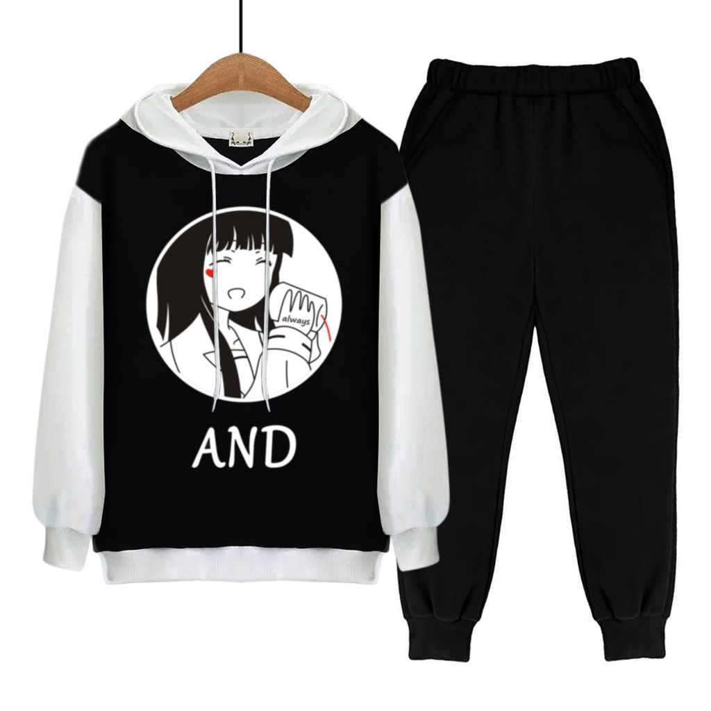 BESS - Baju Setelan Wanita Murah / Setelan Hoodie + Jogger Hitam - AND COMBI