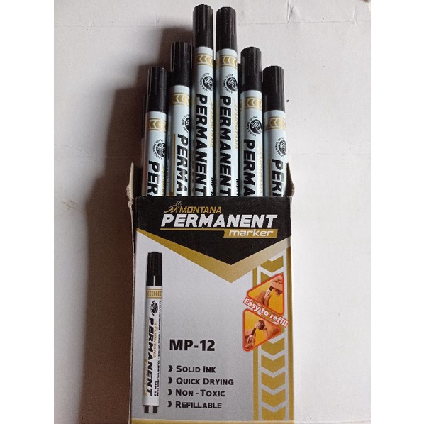 (1box isi 12pcs)Spidol Permanen Montana Hitam Marker Murah