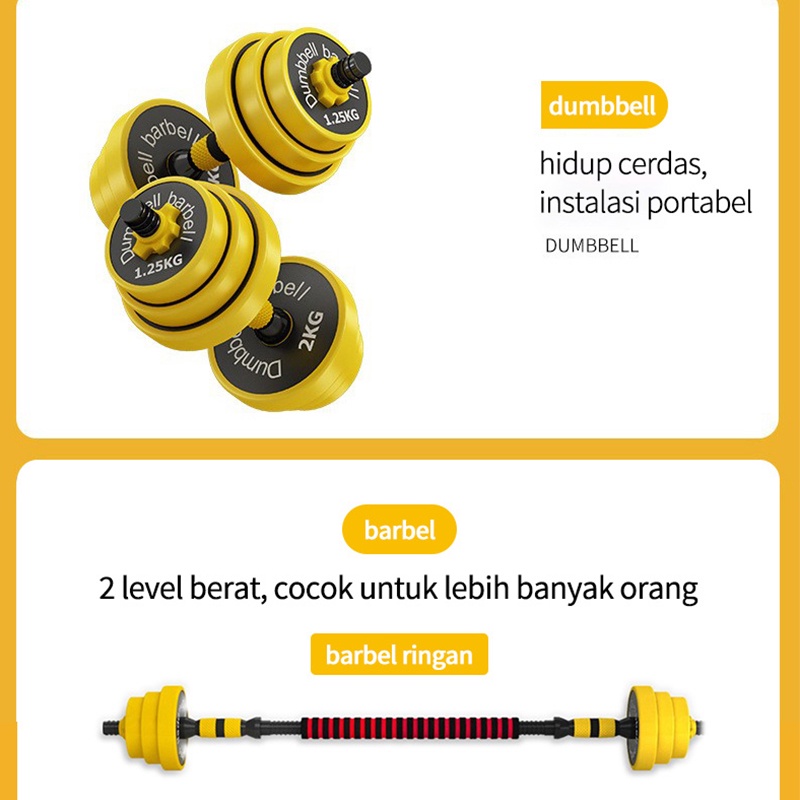 20kg barbel set Max angkat beban fitness/Dumbell Barbel Set Tiang Angkat Beban Besi Rubber /Alat Olahraga Fitness Dumbell KARET