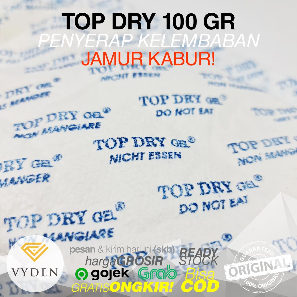 TOP DRY 100 Gram 10 BUAH Serap Lembab Silica Gel Kelembaban Kamera