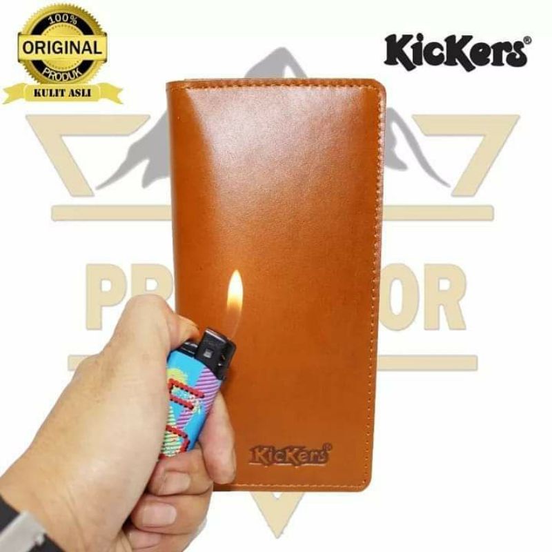 Dompet Pria Kulit Asli panjang Embos Kickers - Tanpa Kain Furing