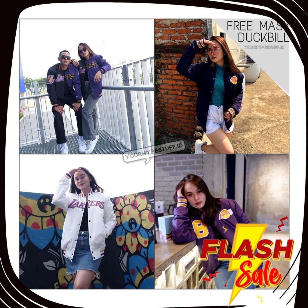 GFS LY VINTAGE OVERSIZE JACKET / LAKERS JAKET VARSITY MITCHELLE NESS & STARTER HEAVY WEIGHT SATIN VI