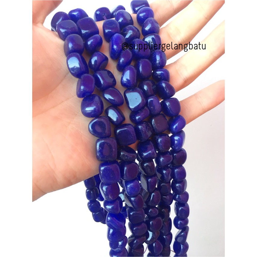 manik Batu alam blue agate biru Beads 12 x 10mm bahan gelang kalung bahan aksesoris gelang kalung