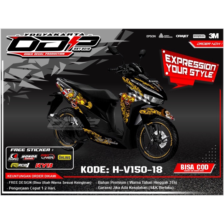 VARIASI AKSESORIS STIKER DECAL VARIO 125 INJEKSI FI FULL BODY DEKAL STRIPING HONDA NEW VARIO 150 201