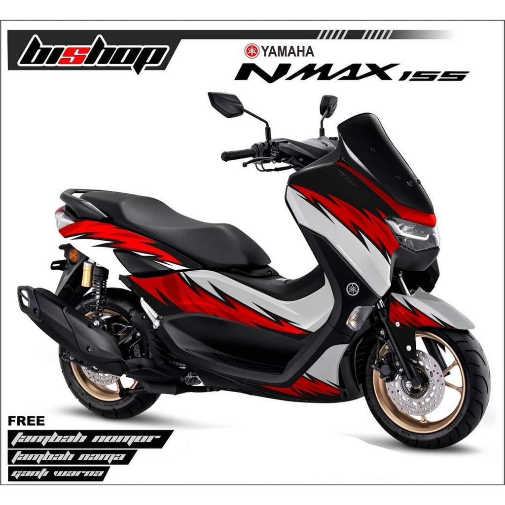 Sticker decal full body Yamaha Nmax Hitam Silver Merah